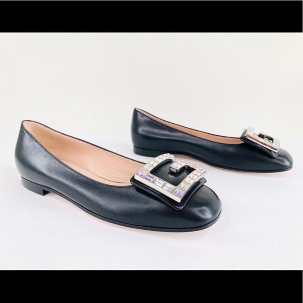 GUCCI Malaga Crystal Square GG Madelyn BALLET Flat - Picture 4 of 12